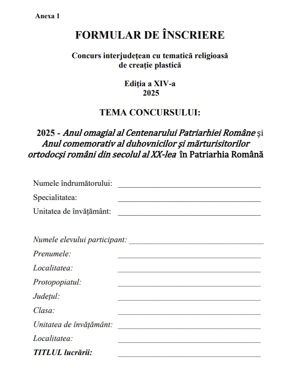 Anexa 1 2025 2026 ESC CONCURS INTERJUDETEAN cu tematica religioasa de creatie plastica Editia a XIV a